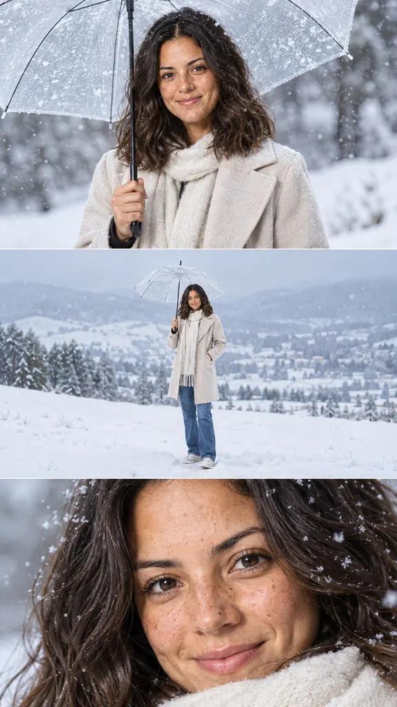 Portrait d’hiver en trois volets — Exemple généré